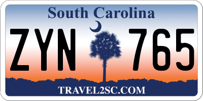 SC license plate ZYN765