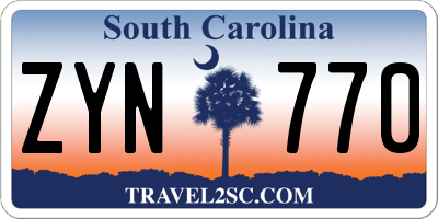 SC license plate ZYN770