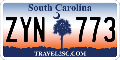 SC license plate ZYN773