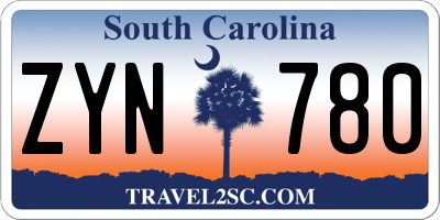 SC license plate ZYN780
