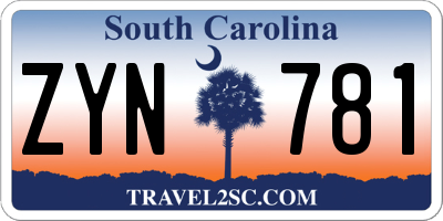 SC license plate ZYN781
