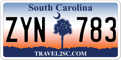 SC license plate ZYN783