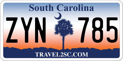 SC license plate ZYN785