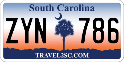 SC license plate ZYN786