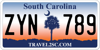 SC license plate ZYN789