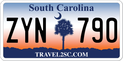 SC license plate ZYN790