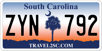 SC license plate ZYN792