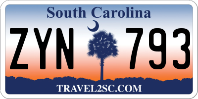 SC license plate ZYN793
