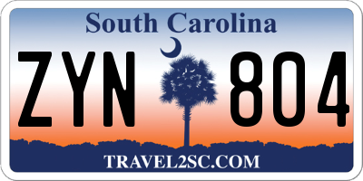 SC license plate ZYN804