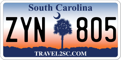 SC license plate ZYN805