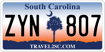 SC license plate ZYN807