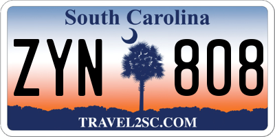 SC license plate ZYN808