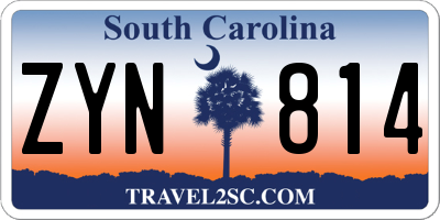 SC license plate ZYN814