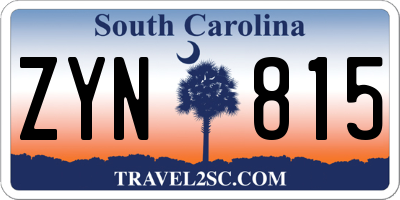 SC license plate ZYN815