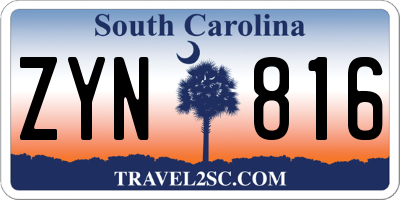 SC license plate ZYN816