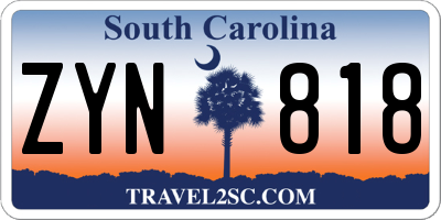 SC license plate ZYN818