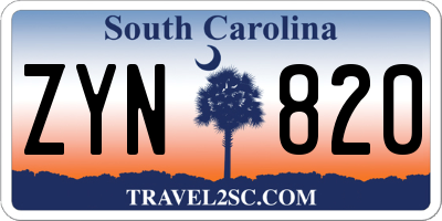 SC license plate ZYN820