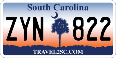 SC license plate ZYN822