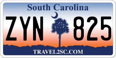 SC license plate ZYN825