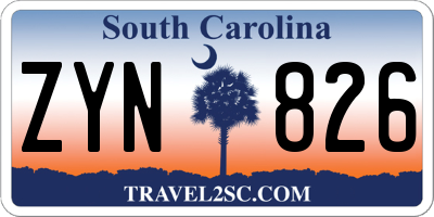 SC license plate ZYN826