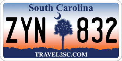 SC license plate ZYN832