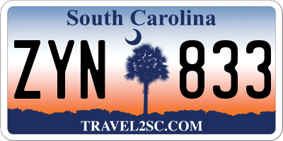 SC license plate ZYN833