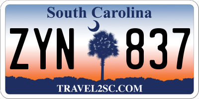 SC license plate ZYN837