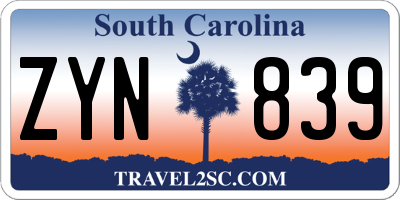 SC license plate ZYN839