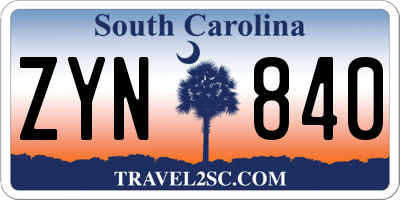 SC license plate ZYN840