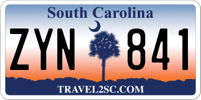 SC license plate ZYN841
