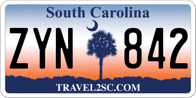 SC license plate ZYN842