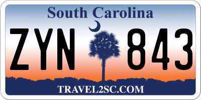 SC license plate ZYN843