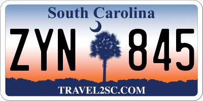 SC license plate ZYN845