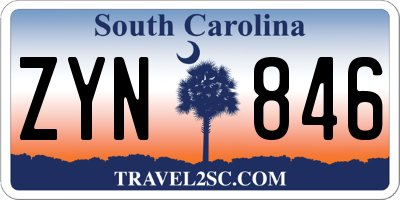 SC license plate ZYN846