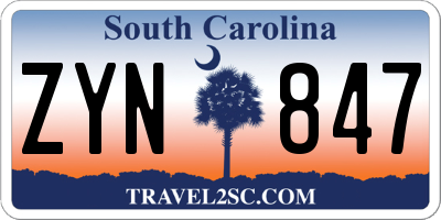 SC license plate ZYN847