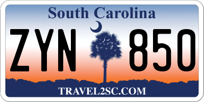 SC license plate ZYN850