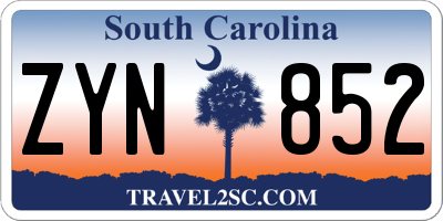 SC license plate ZYN852