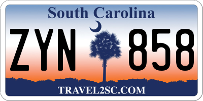 SC license plate ZYN858