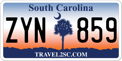 SC license plate ZYN859