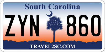 SC license plate ZYN860