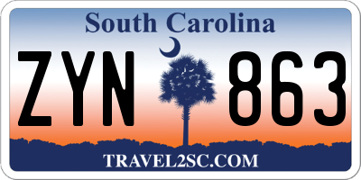 SC license plate ZYN863