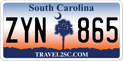 SC license plate ZYN865