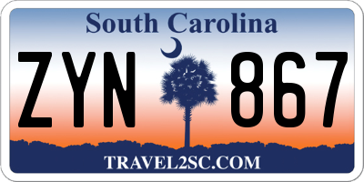 SC license plate ZYN867