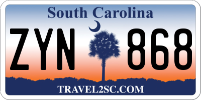 SC license plate ZYN868