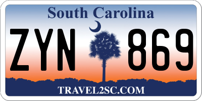 SC license plate ZYN869