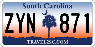 SC license plate ZYN871