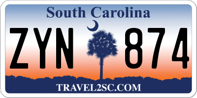 SC license plate ZYN874