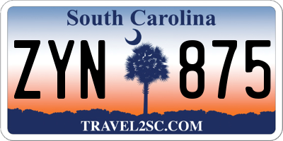 SC license plate ZYN875