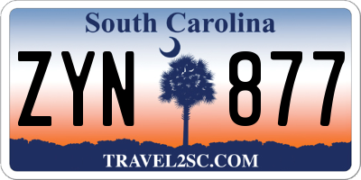 SC license plate ZYN877
