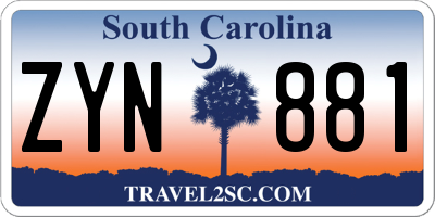 SC license plate ZYN881
